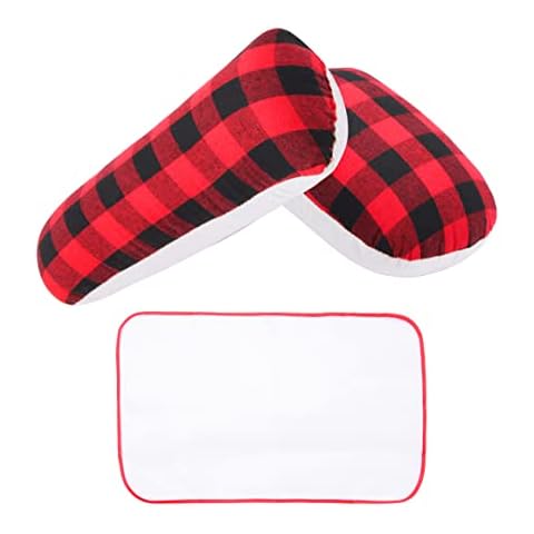 Billotodo - Tailors Ham and Sleeve Roll Set Kit for Sewing Pressing Quilting and Molding, Seam Roller Tool Ironing Accessories, Complete with Nylon Protective Pad Mat Tool, in Red/Black Cloth Fabric Cover