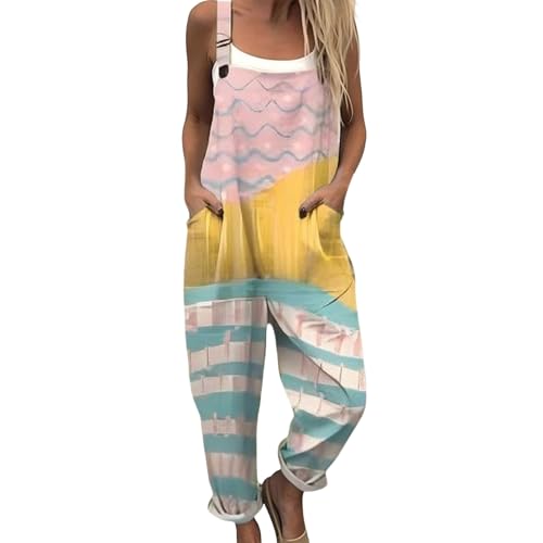 Salopette femme fluide grand taille en lin imprimé chic de travail