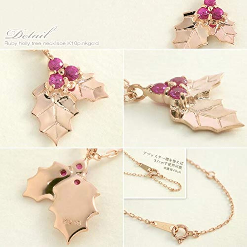 Amazon | [チェリッシュ] ルビー ネックレス 18金 K18ピンクゴールド