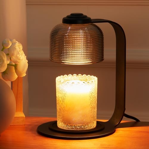 Meisoda Candle Warmer Lamp with 2 Bulbs,ModernGlass Candle Lamp Warmer