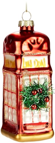 BRUBAKER Telefonzelle UK - Handbemalte Weihnachtskugel aus Glas - 13 cm Baumkugel - England Weihnachtsdekoration - Mundgeblasener Christbaumschmuck - Figur Lustig Deko Anhänger BRUBAKER Telefonzelle UK - Handbemalte Weihnachtskugel aus Glas - 13 cm Baumkugel - England Weihnachtsdekoration - Mundgeblasener Christbaumschmuck - Figur Lustig Deko Anhänger