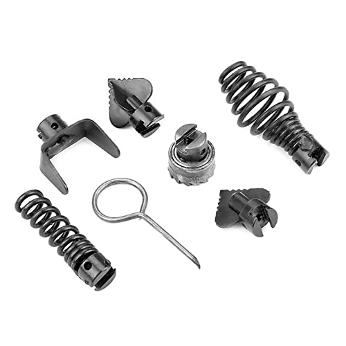 7 piezas de cabezales combinados para máquina desatascadora de drenaje, de acero manganeso anticorrosivo de 16 mm, con llave para desatascar tuberías miniatura 2
