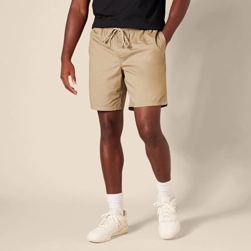 Image of Amazon Essentials Men's 8 inch Inseam Relaxed-Fit Cotton Drawstring Pull-On Walk Shorts, Summer-Weight