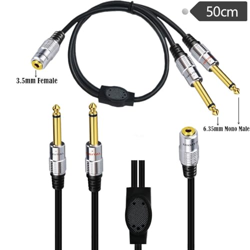 Cable divisor 3.5mm hembra a doble 6.35mm macho miniatura 3