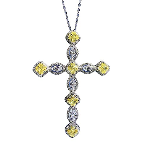 925 argent massif topaze collier croix pour femme avec pendentif pierre précieuse 5mm