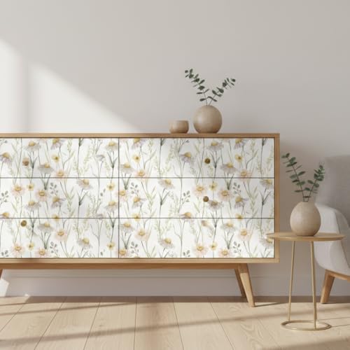 Image of Floral Wallpaper Peel and Stick - Flower Design Self Adhesive Wall Paper for Living Room, Bedroom, Kitchen, Removable Waterproof Wall Decor (MG17, 16X90 Inch)