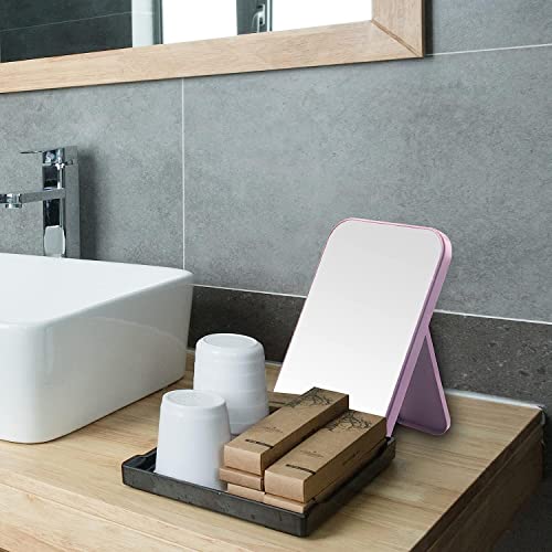 Image of Makeup Mirror 8 Inch Portable - Simple Folding Design with Stand - Compact and Lightweight for Travel or Desktop Use - Adjustable Standing Base for Perfect Viewing Angle- Ideal for Home