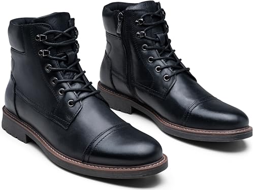 Jousen Mens Boots Leather Retro Dress Boot Cap Toe Casual Motorcycle3