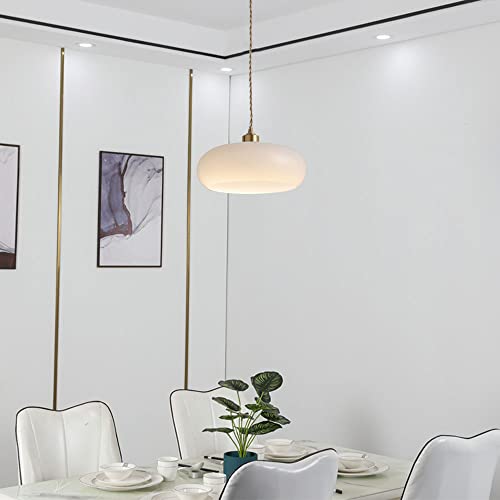 Suspension en verre E27 blanc jade rétro pour table à manger