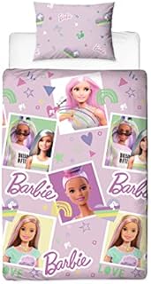 Barbie Official Single Duvet Cover | Reversible 2 Sided Bedding, Lovestruck Design | Official Merchandise, Includes Matching Pillowcase