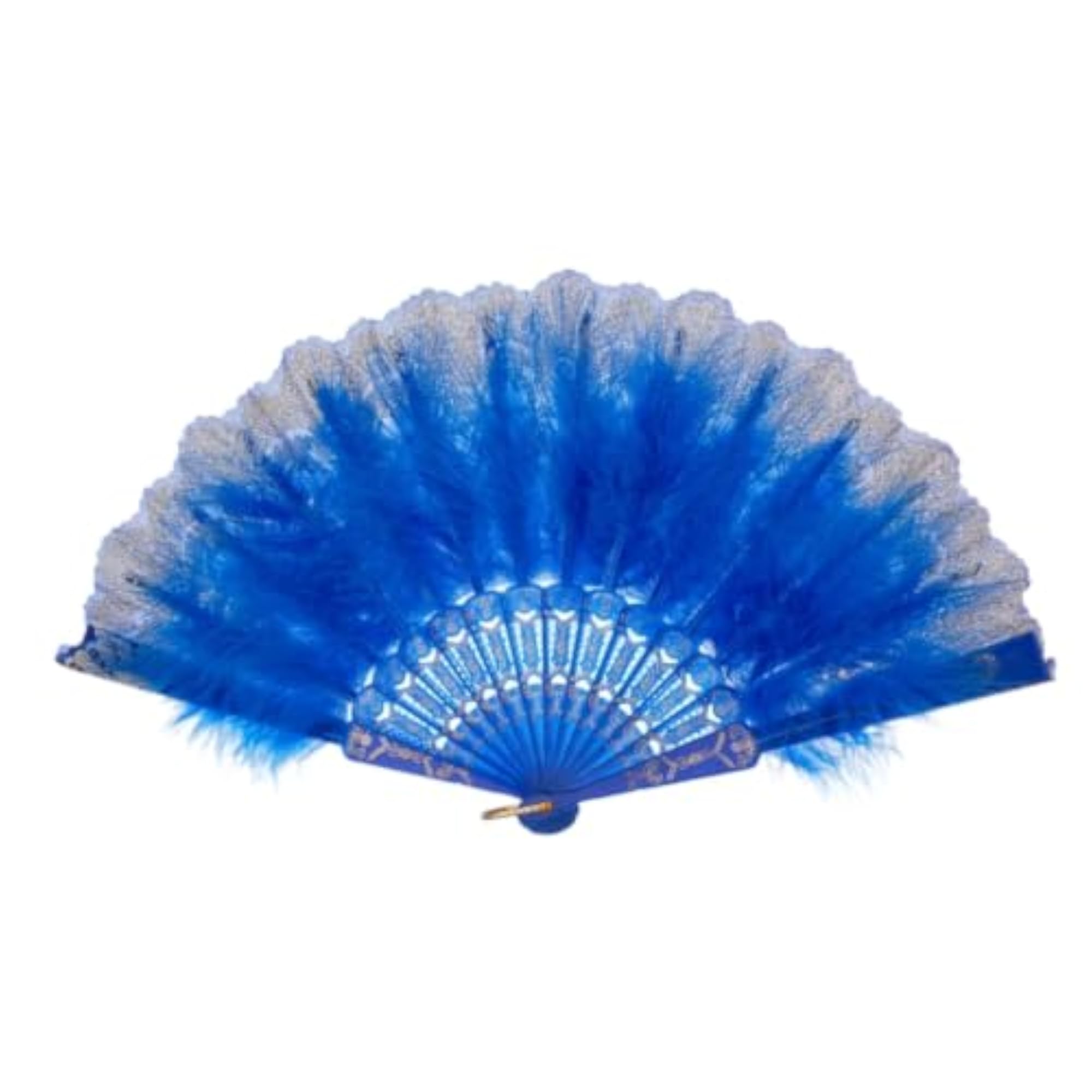 Decorative Folding Hand Fan with Feathers, Lightweight for Dancers