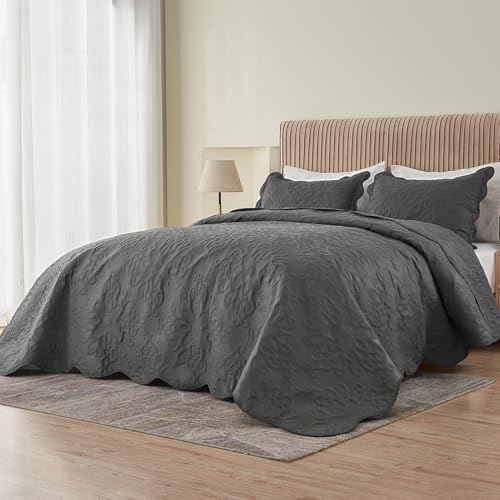 Image of Kingnex Oversized King Bedspreads 128x120 Dark Grey