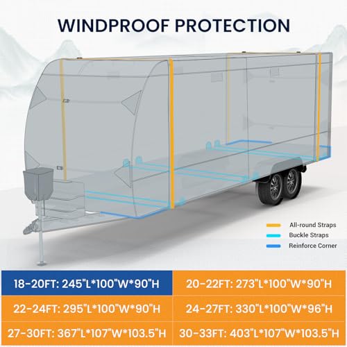 Patuibe PAT-001 Rv Cover, Upgraded Heavy Duty Waterproof Rv Travel Trailer Cover Thick 7 Layers Top Fits 18'-20' thumb #5