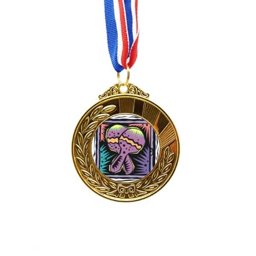 Medalla primer lugar de raqueta morada con grabado oro premio ganador