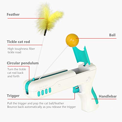 mewmewcat Brinquedo de gato interativo com bola de penas Cat Rod Chaser Brinquedos de exercício Brin
