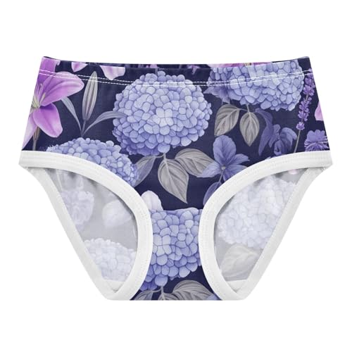 Purple Lilies Lavender Floral Cute Panties Girl Toddler Underwear Custom Cotton Animals Kids Briefs Undies 2t