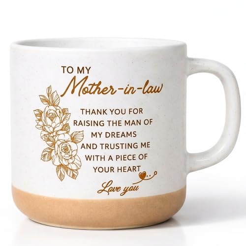 TSIMPLE Mother In Law Gifts From Daughter In Law Son In law, 11oz Stoneware Coffee Mug for Mom in Law, Mother In Law Gift Ideas For Birthday Christmas Mothers Day, Coffee Mugs for Hot and Cold Drinks