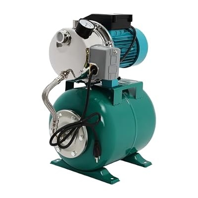 1HP Shallow Well Pump with Pressure Tank, 110V Automatic Water Booster Jet Pump, Garden Water Pump Jet, Irrigation Pump for Home, Garden, Farm, Lawn Sprinkler Systems (Green)