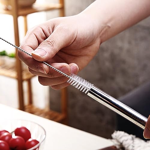 Image of Reusable Stainless Steel Straws - Pack of 5 (2 Straight & 2 Bent) with 1 Brush