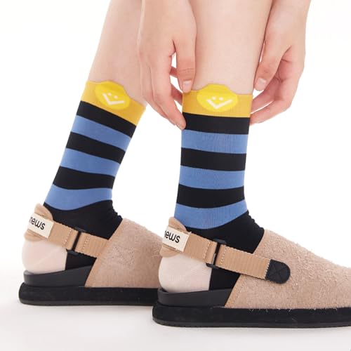 Image of Women's stockings 3 pieces | Smiling face combed cotton | Slip-proof cuffs | Spring and Summer white socks