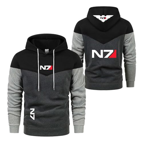 UZVKAVJP Chándal con Capucha para Hombre Primavera Y Otoño N..7 Sudaderas con Capucha De Color Collision Abrigo Estampado De Manga Larga Prendas De Vestir con-HeiS||XL