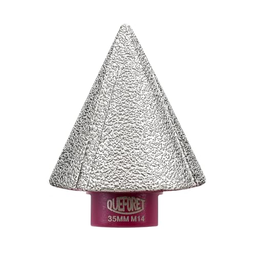 QUEFORET Broca de Chaflán de Diamante 35mm x M14 - Fresa para Biselar Amolar Recortar Agujeros en Cerámica Porcelánico Azulejos Mármol Granito