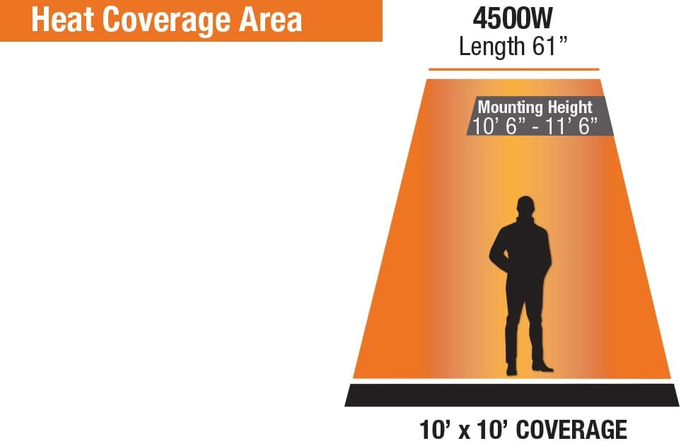 KING RKX2445-RMTX-BLK Electric Indoor/Outdoor Infrared Radiant Heater w/Remote, 61", 4500W / 240V