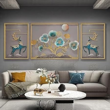 S N INDUSTRIES - Modern Luxury Wall Art Set, 3D Embossed Deer and