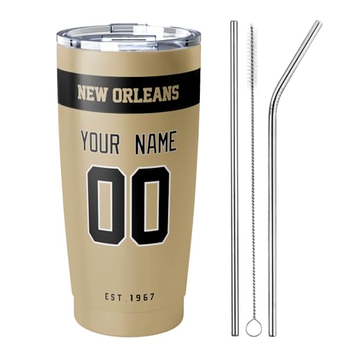 Image of ANTKING New Orleans Tumbler 20 oz Travel Coffee Cup Custom Name Number for Men Women Boy Gifts