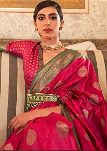 Image of SGF11-Women's Kanjivaram Soft Silk Handloom Saree Golden Zari With Blouse Piece