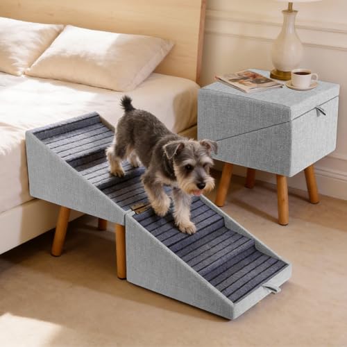 Image of Pet Stairs for High Beds,21.06 inch H 6-Step Dog Stairs for Large Dogs | 250lbs Large Dog Steps , Non-Slip Pet Ramp for Bed Couch for Medium Large Small Dogs Bedside Table Convertible