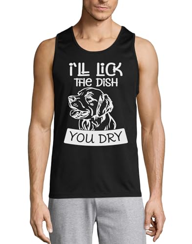 Camiseta de algodón para hombre I'll Lick The Dish con cuello redondo y tirantes