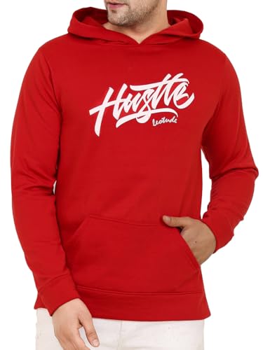 Image of LEOTUDE Men's Full Sleeve Hooded Sweatshirt Material Loopknit