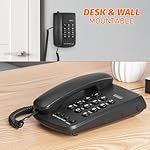 Lativu Corded Landline Phone, Simple Office Telephone Home Phone,Telephone Landline Phones Use for Home/Office -Wall or Desk -Adjustable Ringer Volume, Black - Image 5