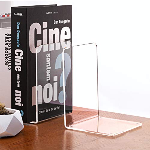 image for MaxGear Book Ends Clear Acrylic Bookends for Shelves, Non-Skid Bookend