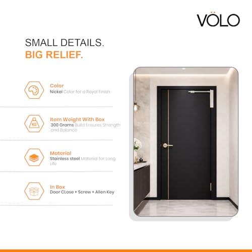 Image of Volo Spring Door Closers for Light Weight Door, Residential /Commercial Purpose with Fitting Set (Color Silver) (Spring Door Closer 1 Pc)