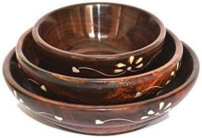 Urban Craft Unique Wooden Serving Bowl (Brown) -Set of 3