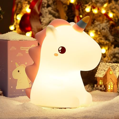 Image of GITGRNTH Rechargeable Silicone Cloud Night Light for Kids|Color-Changing LED Changing Lamp|Adorable Room Decor & Gift for Toddlers,Teens,& Valentine's Day Present(Silicon Unicorn.,Regular),Multicolor