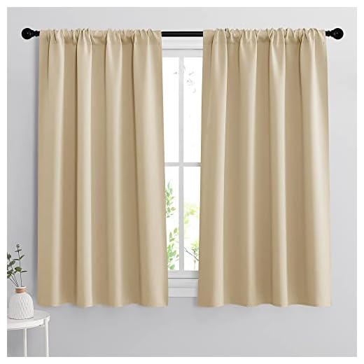 RYB HOME Blackout Curtains for Living Room - Room Darkening Curtains Polyester Thermal Insulated Drapes Privacy Protect for Bedroom Entryway, W 42 x L 45, Biscotti Beige, 2 Pcs