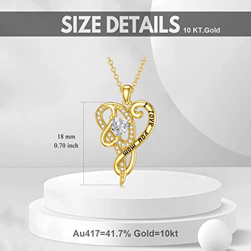 Meetmuse Personalized Mothers Day Gift 10K/14K/18K Gold Heart Necklace For Women I Love You Mom Necklace Custom Birthstone Pendant Jewelry For Mom Gramdma For Birthday #TOP3
