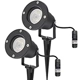 EDO 2er Set Gartenstrahler mit Erdspieß HORTUS IP65 Schwarz GU10 + 2x Wasserdichter Kabelverbinder IP68 0,5-2,5mm², Ø6,5-11mm - Außen Schwenkbar Gartenlamp, Außenbeleuchtung für Pflanzen, Kabel 25cm