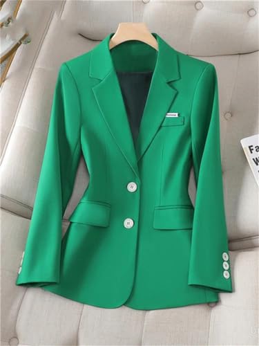 Single Breasted Blazers for Women Long Sleeve Turn Down Collar Jacket Office Slim Solid Coats2