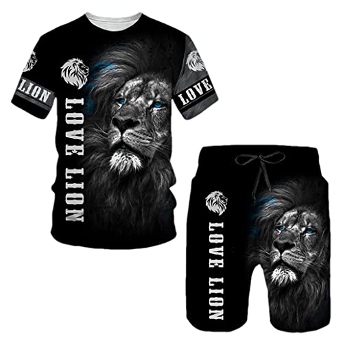 Imprimé lion 3D survêtement d'été homme keusyoi ensemble sport taille XS