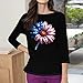 Women's 250th Anniversary USA Patriotic Flag Printed Tops 3/4 Sleeve Shirts Casual Round Neck Blouse