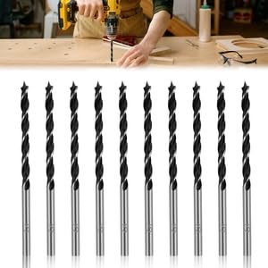 10 Pièces Forets à Bois Hélicoïdaux 3mm, Foret Hélicoïdal À Pointe Brad, Forets Professionnels Pour Le Travail Du Bois, Profondeur De Perçage De 3,8 Cm, Hélicoïdaux En Spirale Pour Le Bricolage