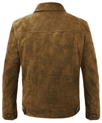 Image of LP-FACON Mens Western Style Trucker Suede Leather Jacket