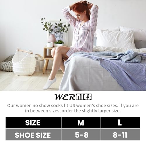 Image of wernies No Show Socks Women 10 Pairs Low Cut Ankle Socks with Non Slip Casual Invisible Liner Socks