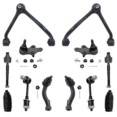 Image of Detroit Axle - 12pc Front Upper Control Arms w /Lower Ball Joints Sway Bar Links Inner Outer Tie Rods w /Boots Kit for 2003 2004 Kia Sorento
