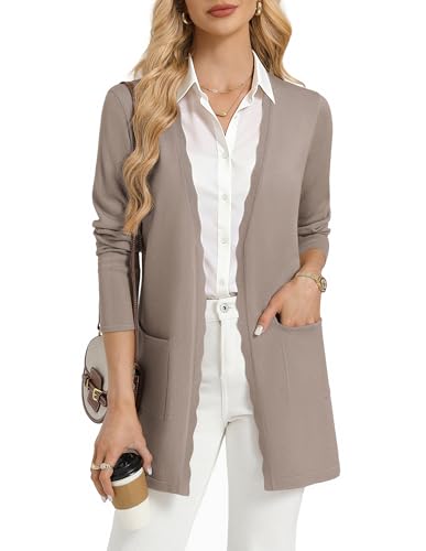 GRACE KARIN Womens Cardigans Long Sweaters Open Front Fall Outfits Taupe