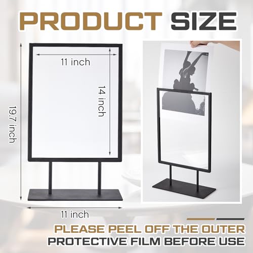 Image of Zhengmy 1 Pcs Tabletop Sign Holder with Flat Base 11 inch x 14 inch Double Sided Countertop Sign Holder Vertical Desktop Display Stand Metal Poster Display Stand for Office Store Restaurant Hotels, Black